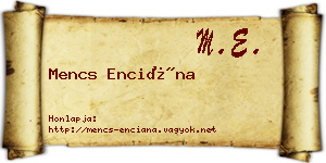 Mencs Enciána névjegykártya
